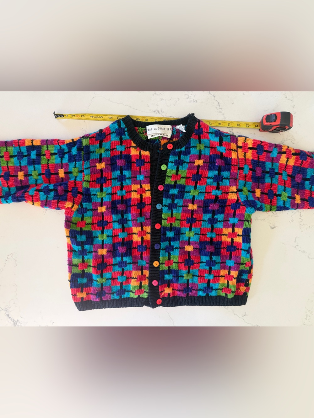Vintage Marisa Christina Hand Knit Colorful Ramie Cotton Sweater Women’s M